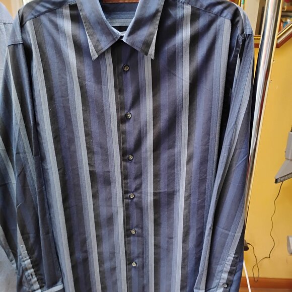 Perry Ellis Men's Dress or Casual Button-Down Long Sleeve Striped Shirt - Picture 2 of 6